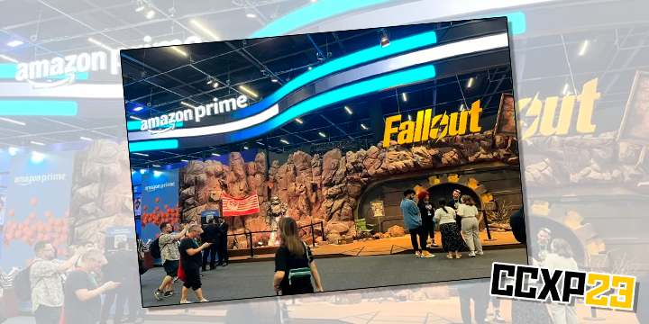 Estande da Amazon Prime com grande destaque para a série Fallout